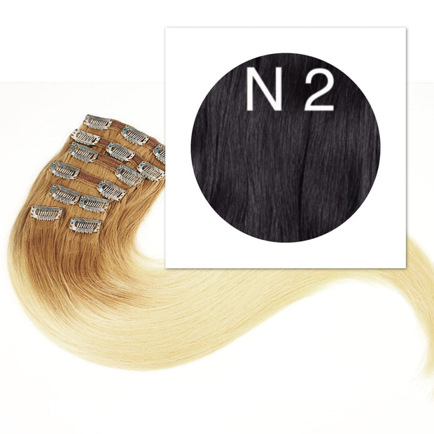 Clips 7 part Colors BLACK AND DARK BROWN - GVA hair